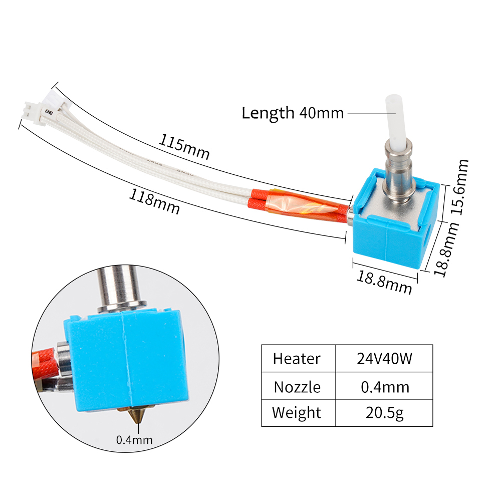 24V 40W Kobra Hotend Print Hea - огляд і ціна Hotend Assembly