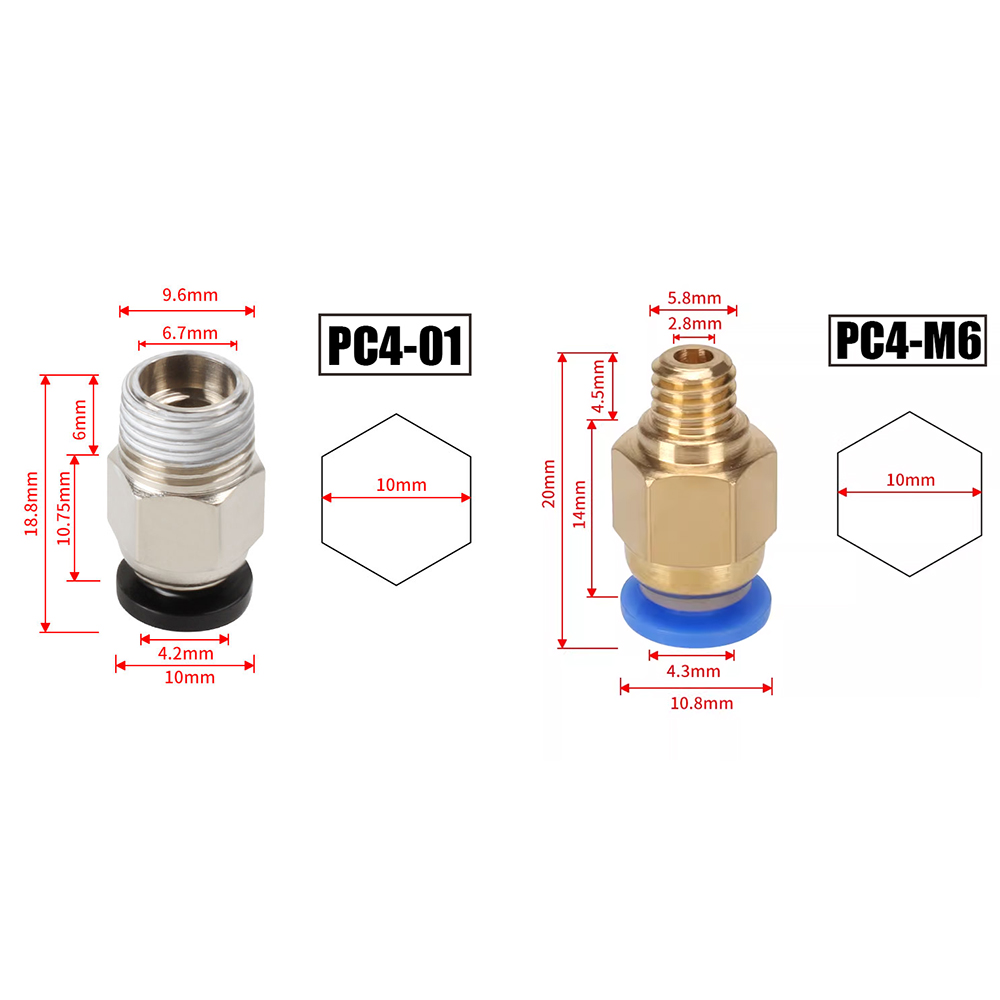 10pcs/lot PC4-M10 Pneumatic Co - огляд і ціна Bowden Tube