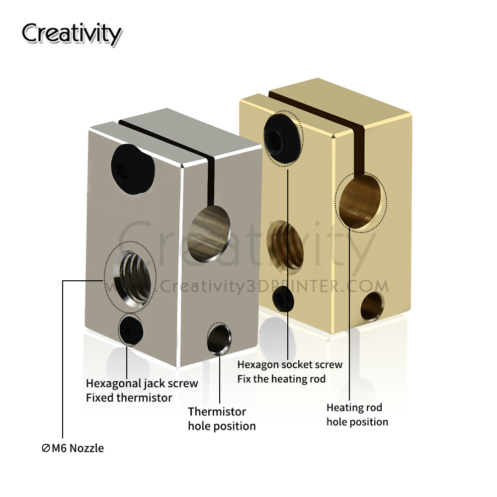 V6 PT100 Heater Block Plated C - огляд і ціна Direct Drive Extruder
