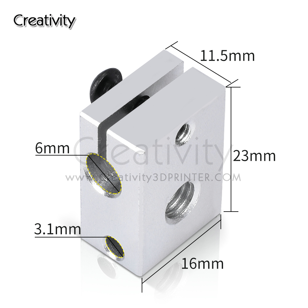 V6 PT100 Heater Block Plated C - огляд і ціна Direct Drive Extruder