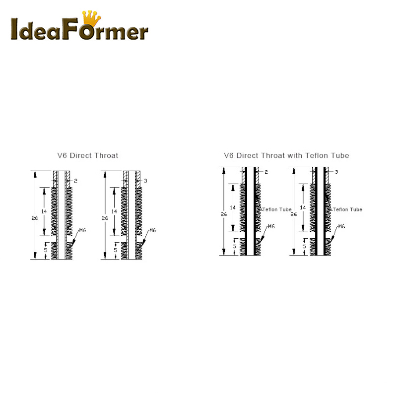 Throat M6 26mm For V6 Wade Sho - огляд і ціна Direct Drive Extruder